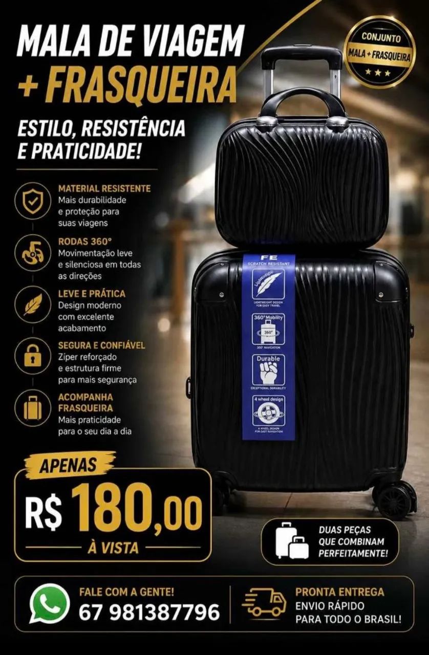 Mala de viagem + frasqueira 