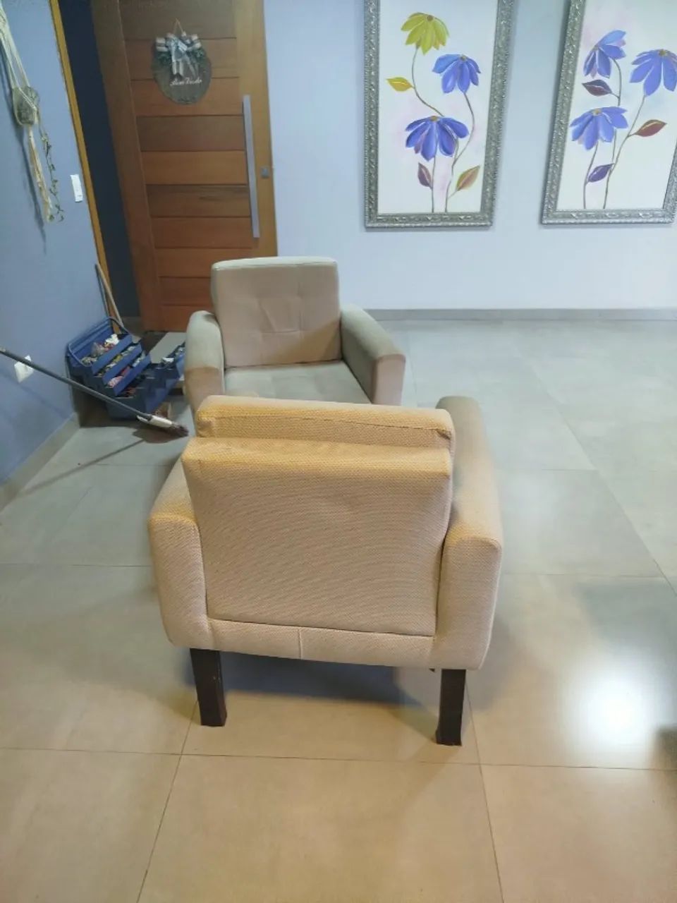 Poltronas de tecido branco 2 unidades  - Foto 3