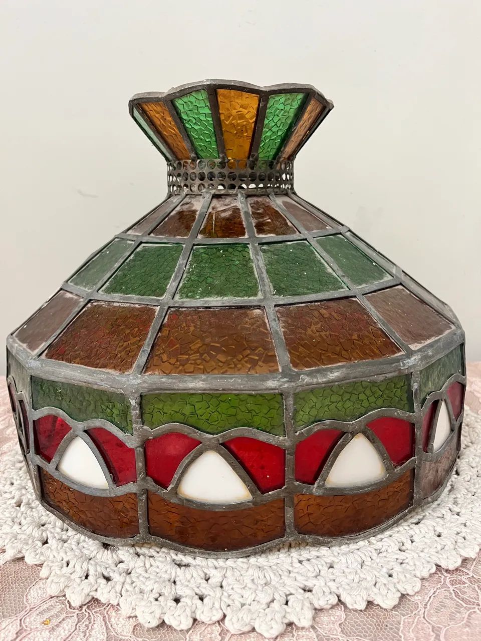 Lustre vitral antigo 35cm 