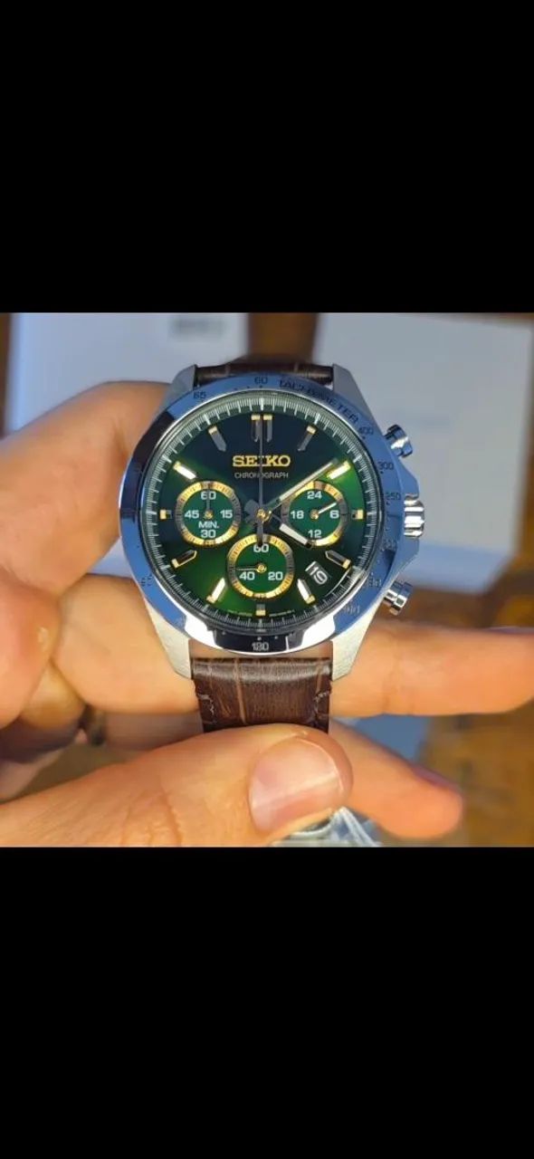 SEIKO CHRONOGRAPH SBTR017 緑金 Seiko Spirit Chronograph SBTR017 Verde JDM Novo Pronta Entrega