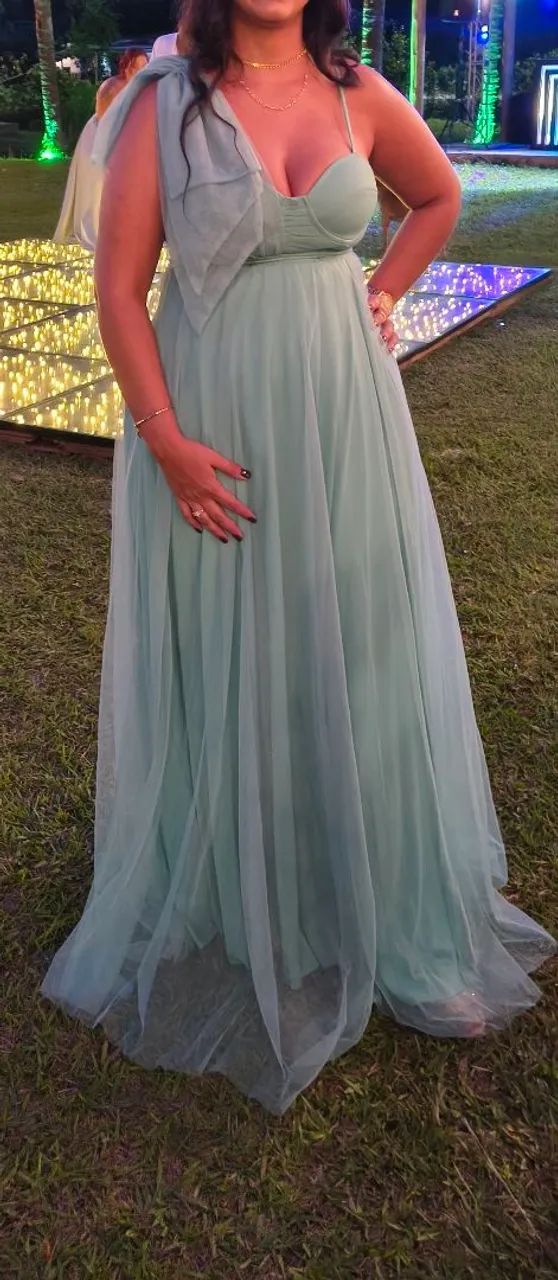 Vestido verde menta festa - Foto 5