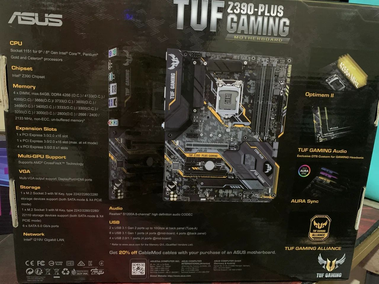 Placa mãe Asus TUF Z390-PLUS Gaming + i7 9700F - Peças de Hardware