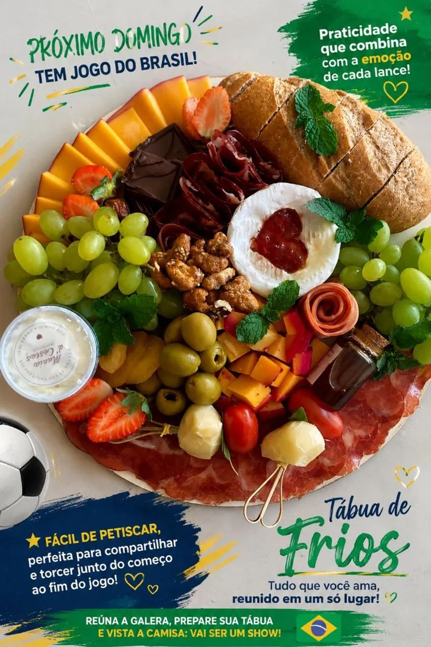 Sabor e praticidade para o jogo do Brasil com nossa tábua de frios