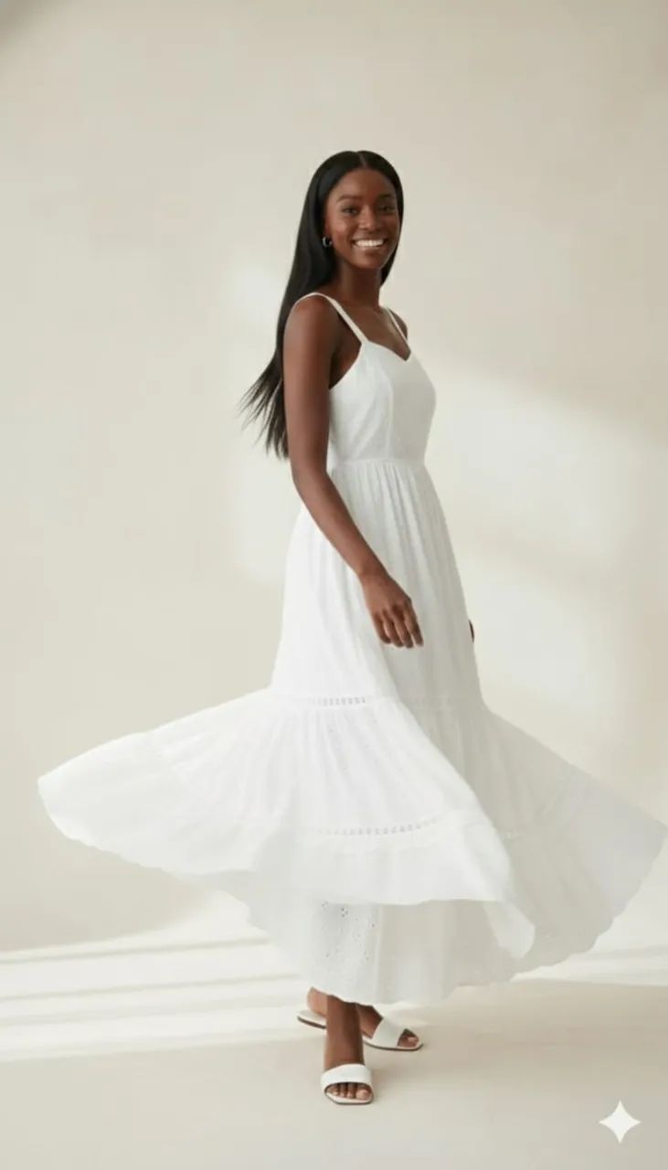 Vestido Longo Em Laise Algodão - Foto 5