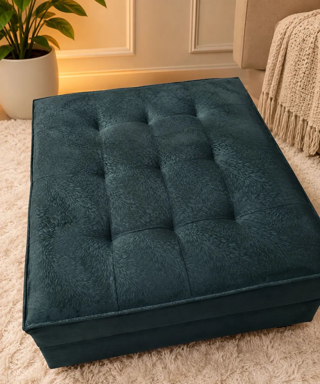 Puf grande  decorativo em captone 80x90