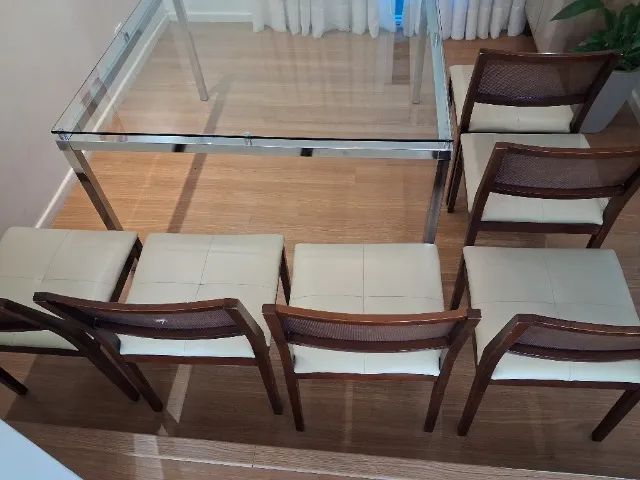 Mesa vidro quadrada 6 cadeiras para sala de jantar - Foto 3