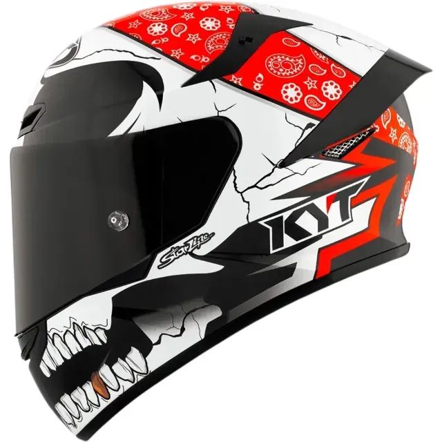 Capacete KYT TT Course Pirate - Preto/Branco/Vermelho - Foto 2