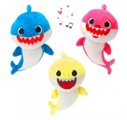3 Baby Shark Pelucia Musical Bebê Tubarão Crianças Animais