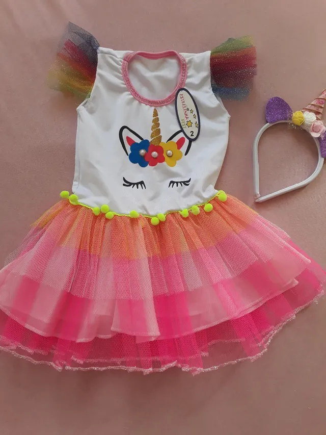 Vestido Infantil Temático Roblox C/tule Luxo Festa + Tiara