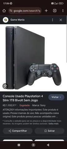 Console PS4 Slim 500GB com 2 Controles - 2 Anos de Garantia - JF GAMES