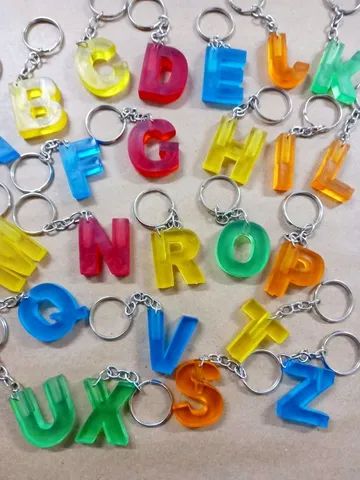 100 chaveiros letras iniciais a sua escolha gel atacado revenda lote