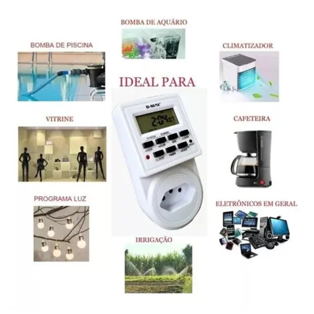 Timer Temporizador Digital Programável Tomada 127v/220v 10A Utilizado - Foto 4