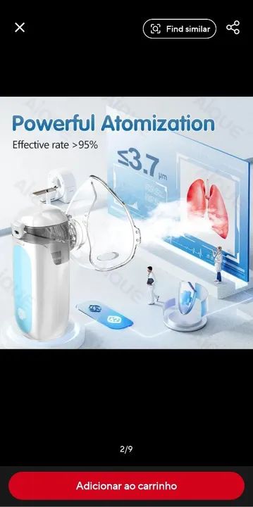 Nebulizador Ultrassônico Recarregável NOVO