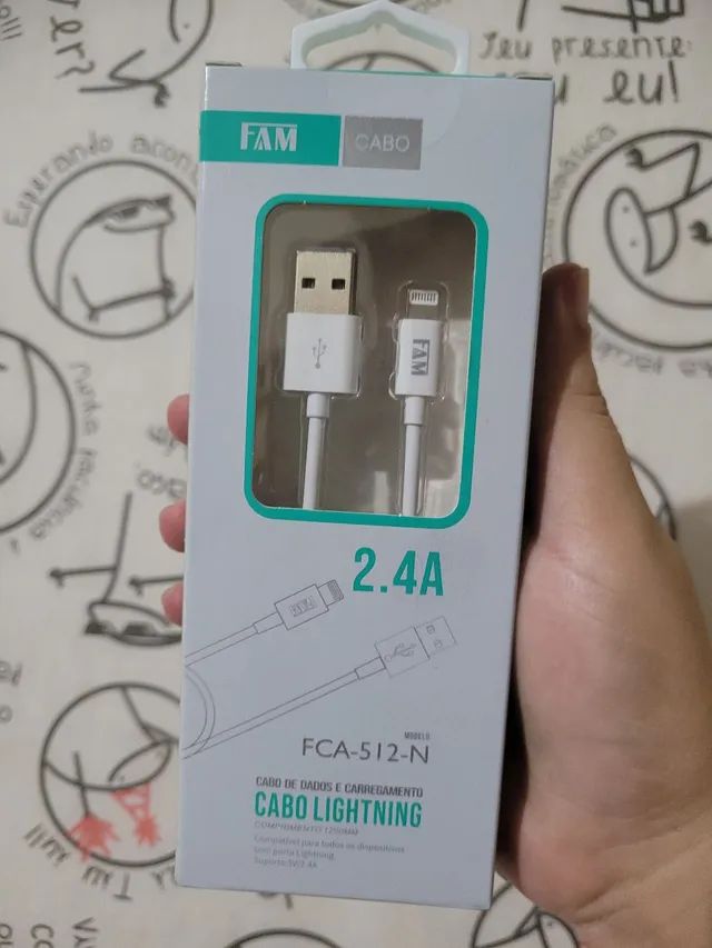Cabo carregador Iphone premium original Fam 