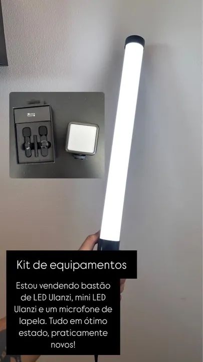 Kit de equipamentos para Filmagem - LED Ulanzi, Microfone Lapela