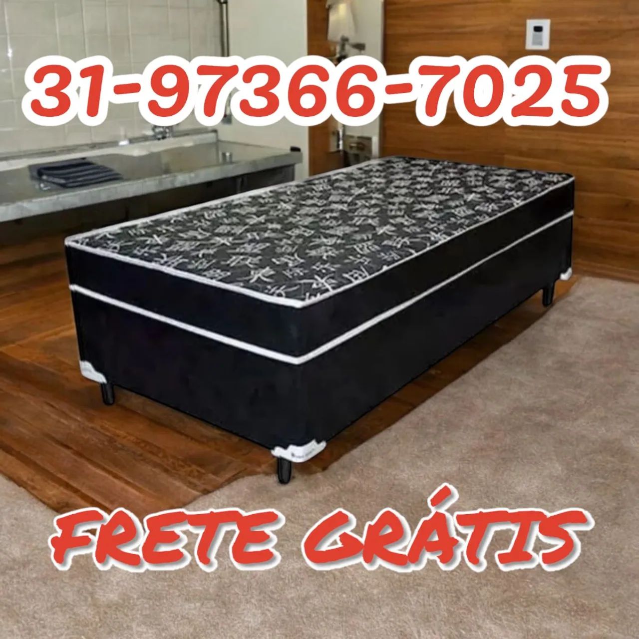 CAMA SOLTEIRO BOX D33 / COLCHÃO 6CM DE ESPUMA 