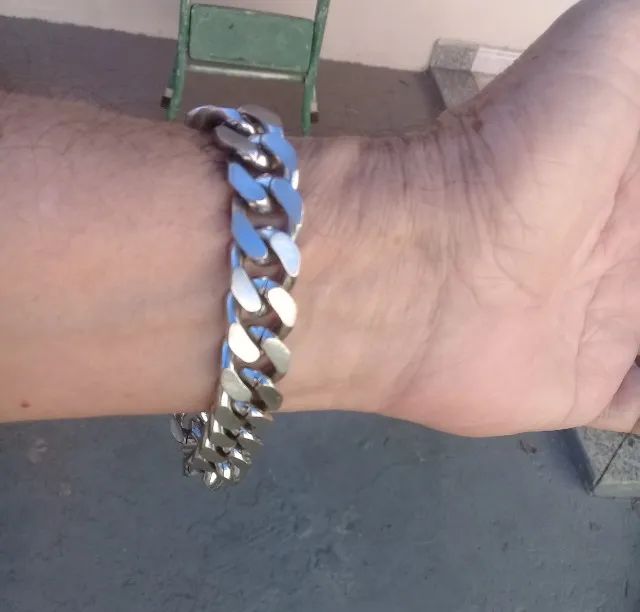 pulseira aço inox estilo jovem guarda usada - Foto 3