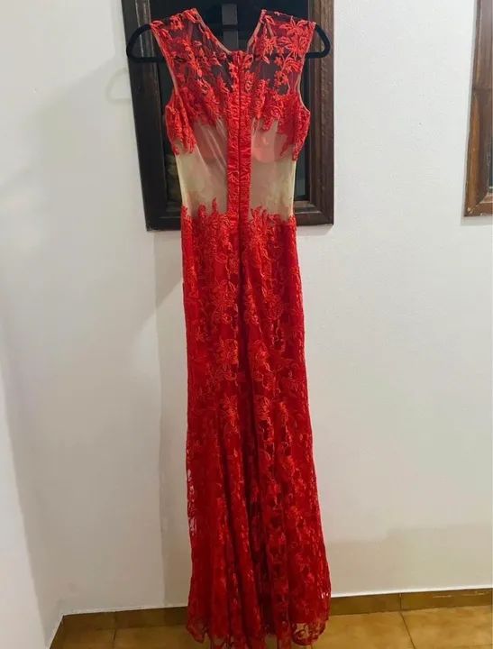 Vestido formatura de renda vermelho - Foto 5