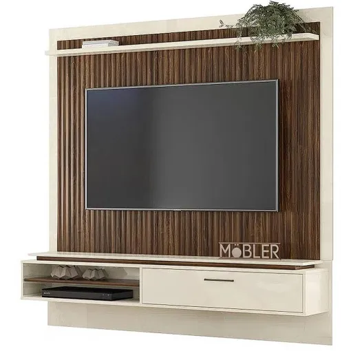 Painel Metalic para TV até 75 Polegadas 1 Porta Mobler Palisandro Off White