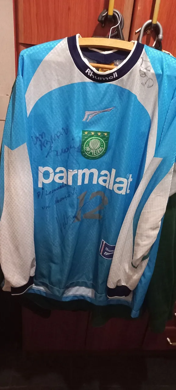 Camisa de goleiro palmeiras rhummel Autografada pelo sergio e veloso tamGG 1999