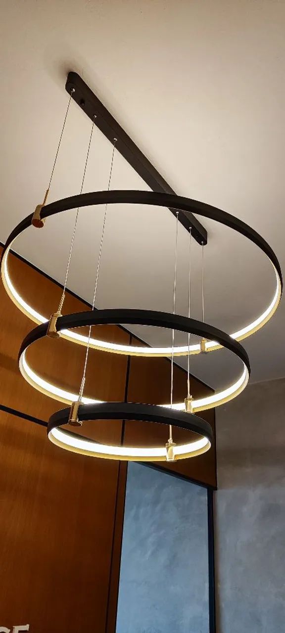 Lustre Moderno Circular LED luz Quente 