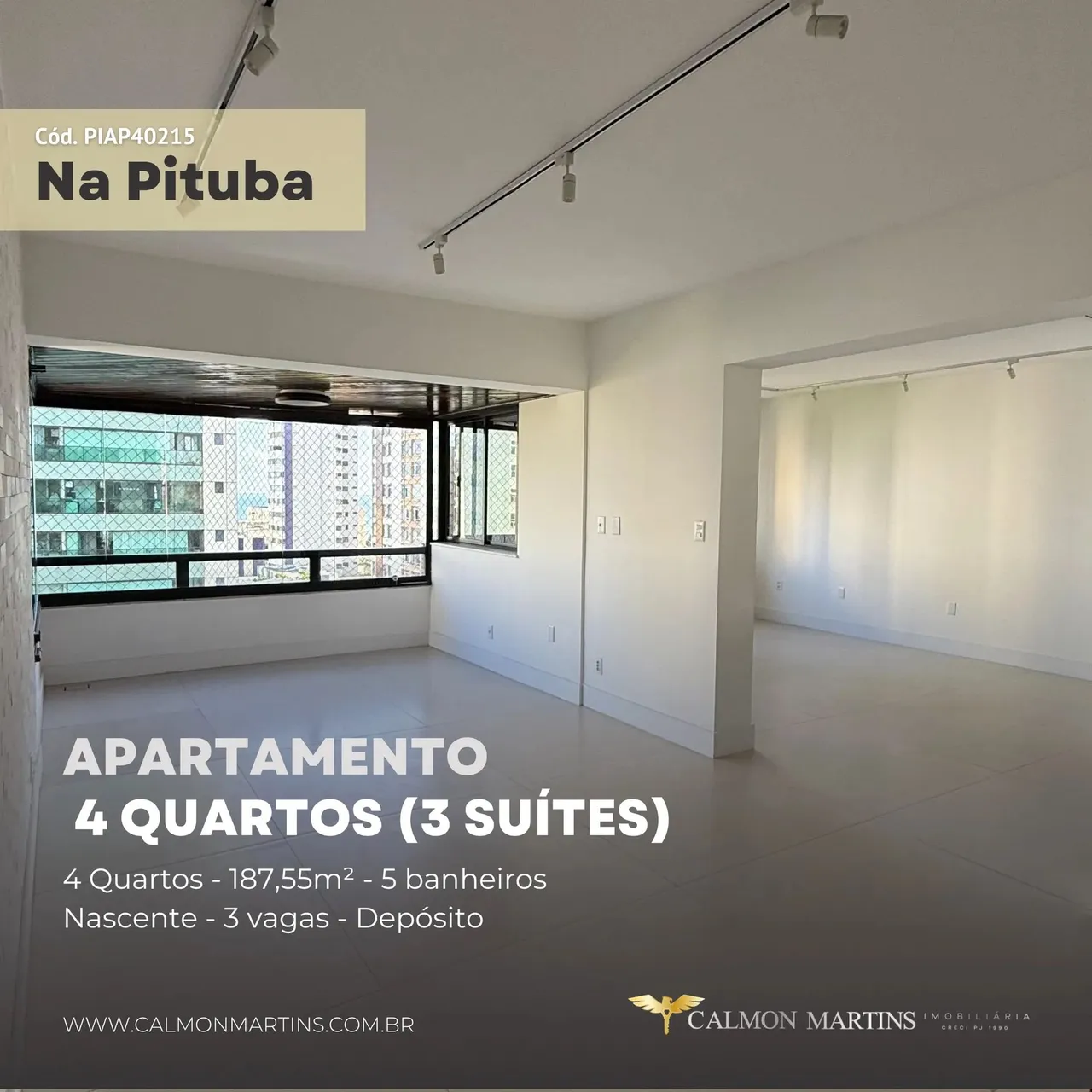 APARTAMENTO EXCELENTE COM 4 QUARTOS (3 SUÍTES), 187,55M², NA PITUBA