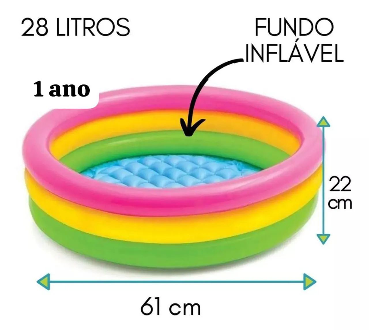 Piscina inflável para bebê - 1 ano - Foto 2