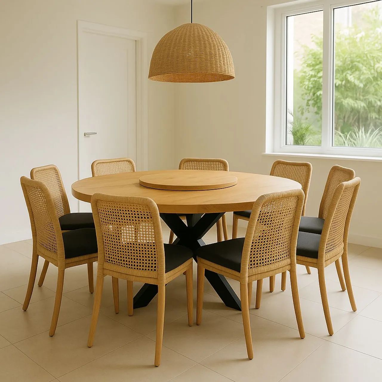 Mesa de jantar redonda em madeira - Foto 3