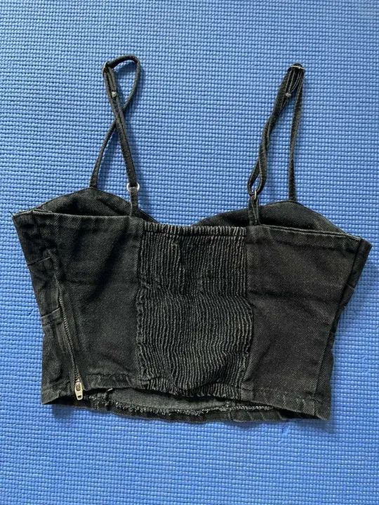 Top Cropped Jeans Preto - Foto 2