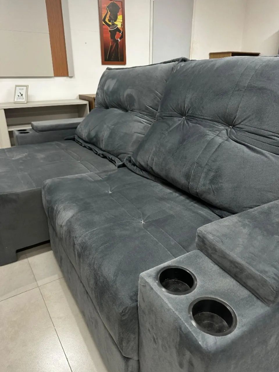 Sofá Retrátil e Reclinável 2,50m com Porta Copos - Foto 3