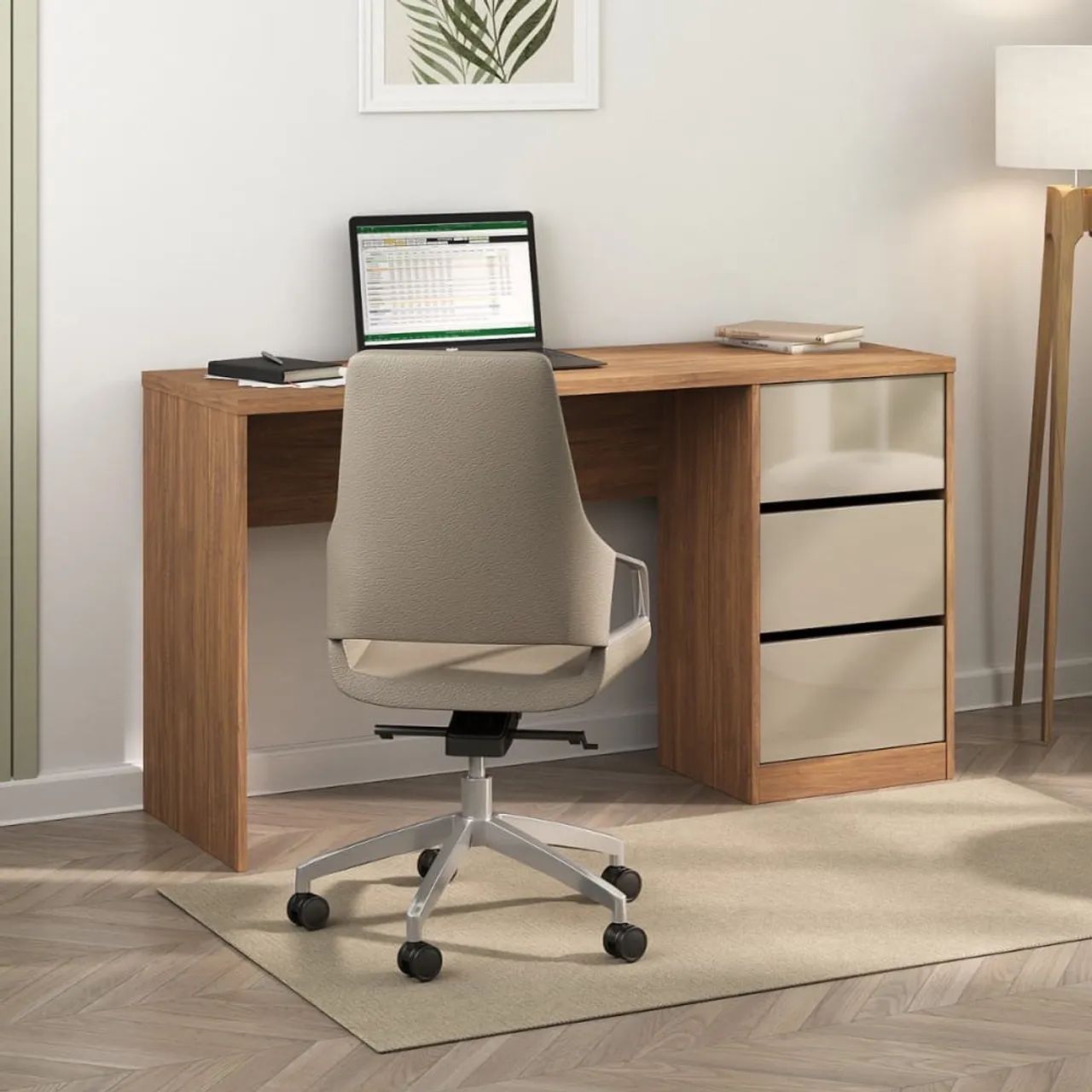 Escrivaninha moderna com 3 Gavetas 