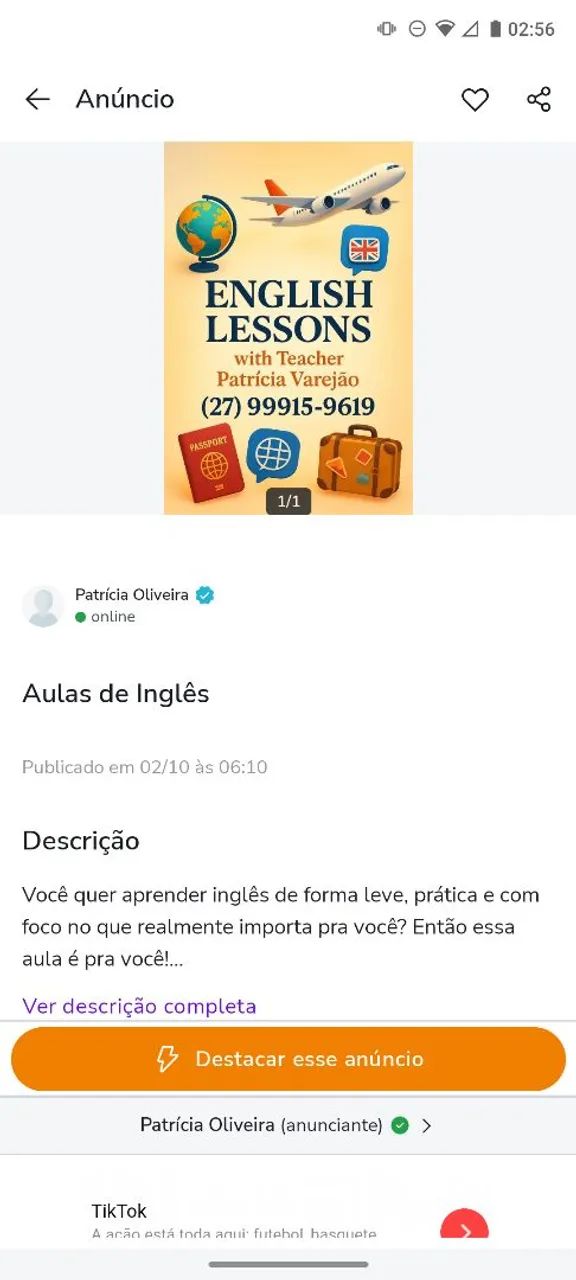 Aula de Inglês - Personalizadas 