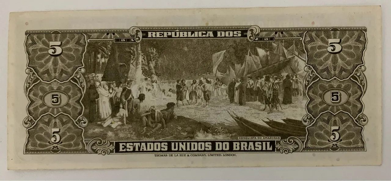 CÉDULA DE CINCO CRUZEIROS - BARÃO DO RIO BRANCO - Foto 2