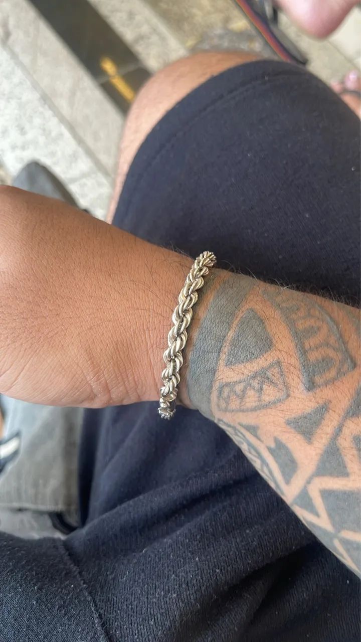 Conjunto cordao e pulseira de prata 925 elo baiano(corda)  - Foto 2