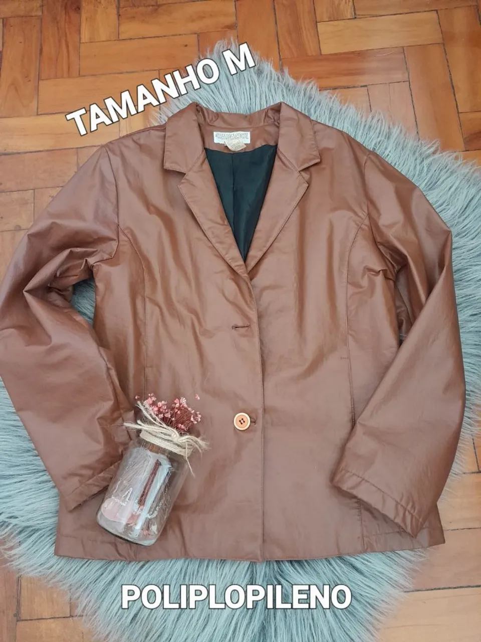 Blazer Marrom Couro Fack Tamanho M