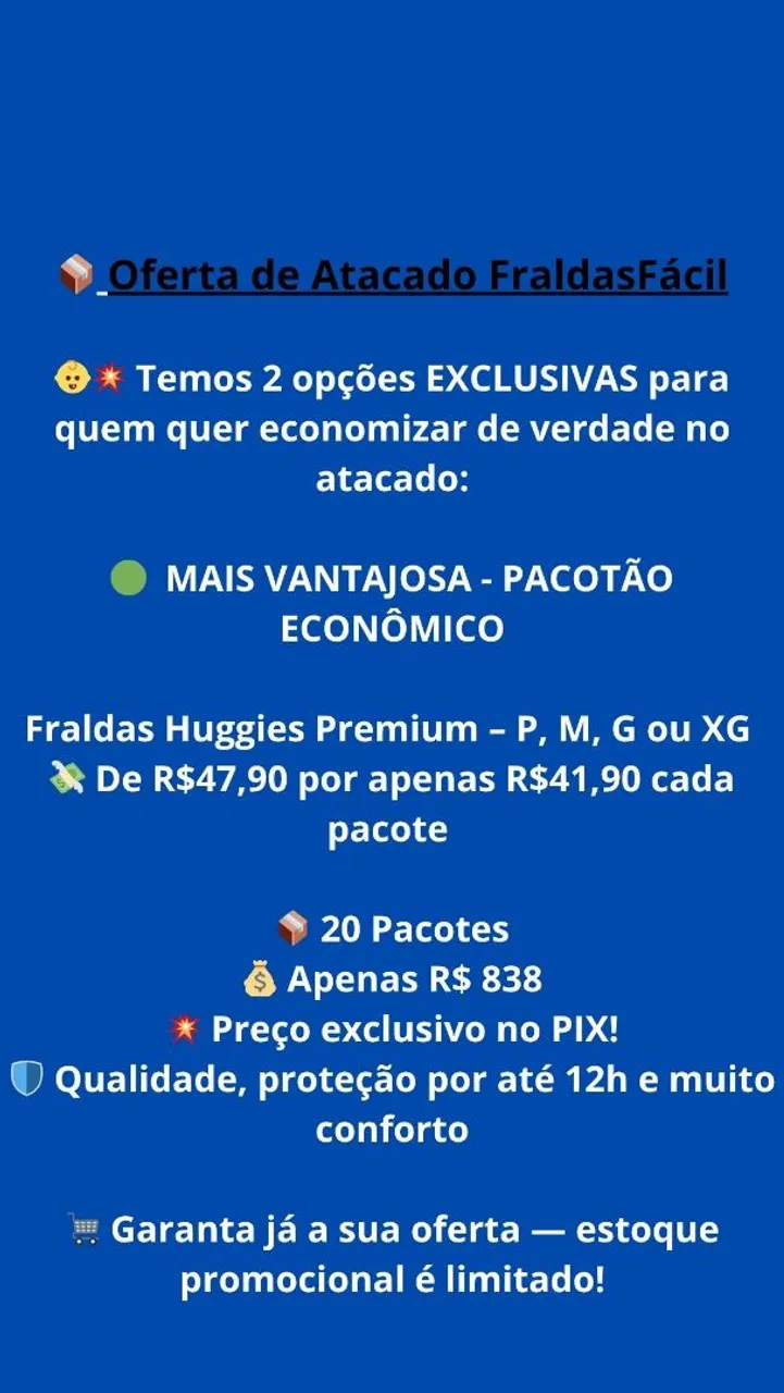 Fraldas Huggies Premium Atacado Econômico