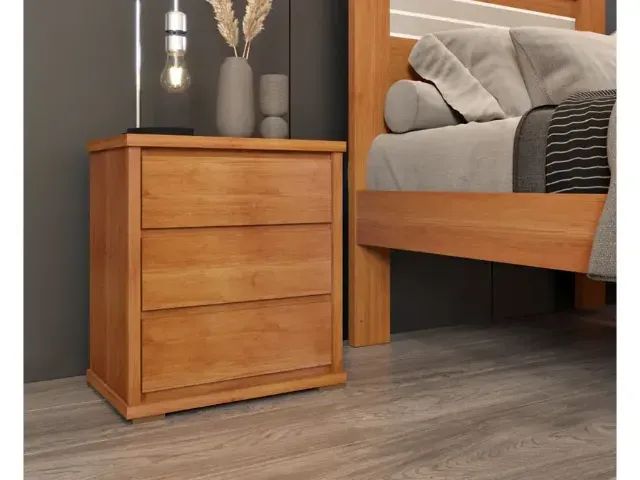 Criado Retrô com 3 Gavetas - Estrutura em MDP e MDF e Corrediças Telescópicas - Foto 2