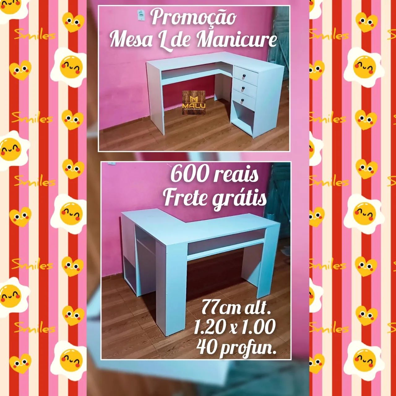 Mesa L de manicure 