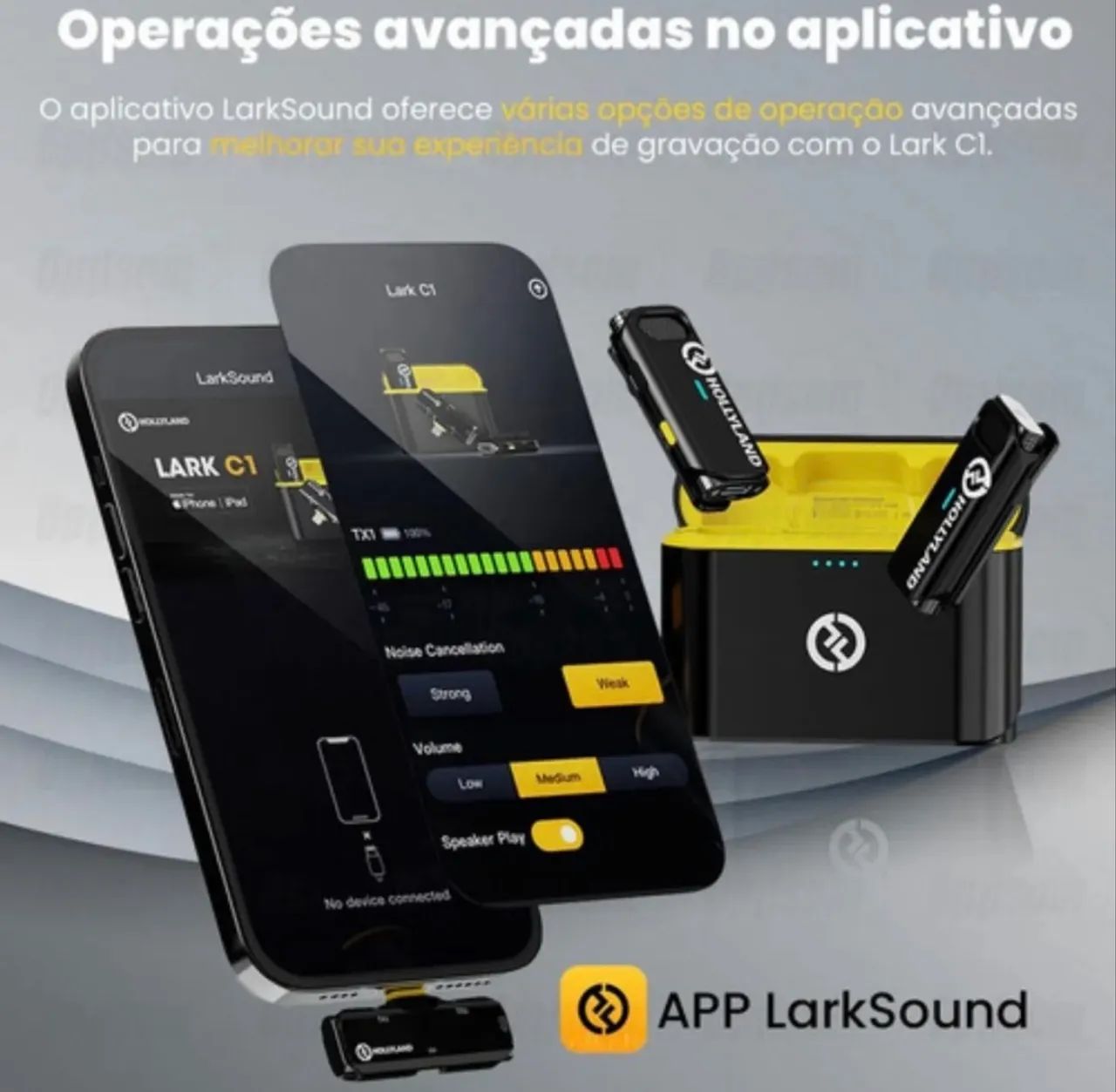 Microfone Sem Fio Hollyland Lark C1 Duo - 2 Pessoas + Case e Som Profissional - Foto 2