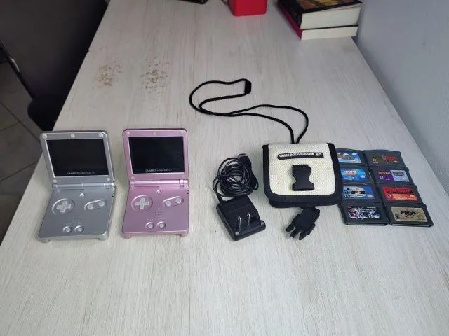 Game Boy Advance SP com jogos, bag e carregador