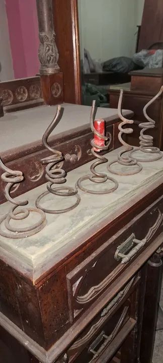 5 Castiçal de corte vintage espiral ferro forjado