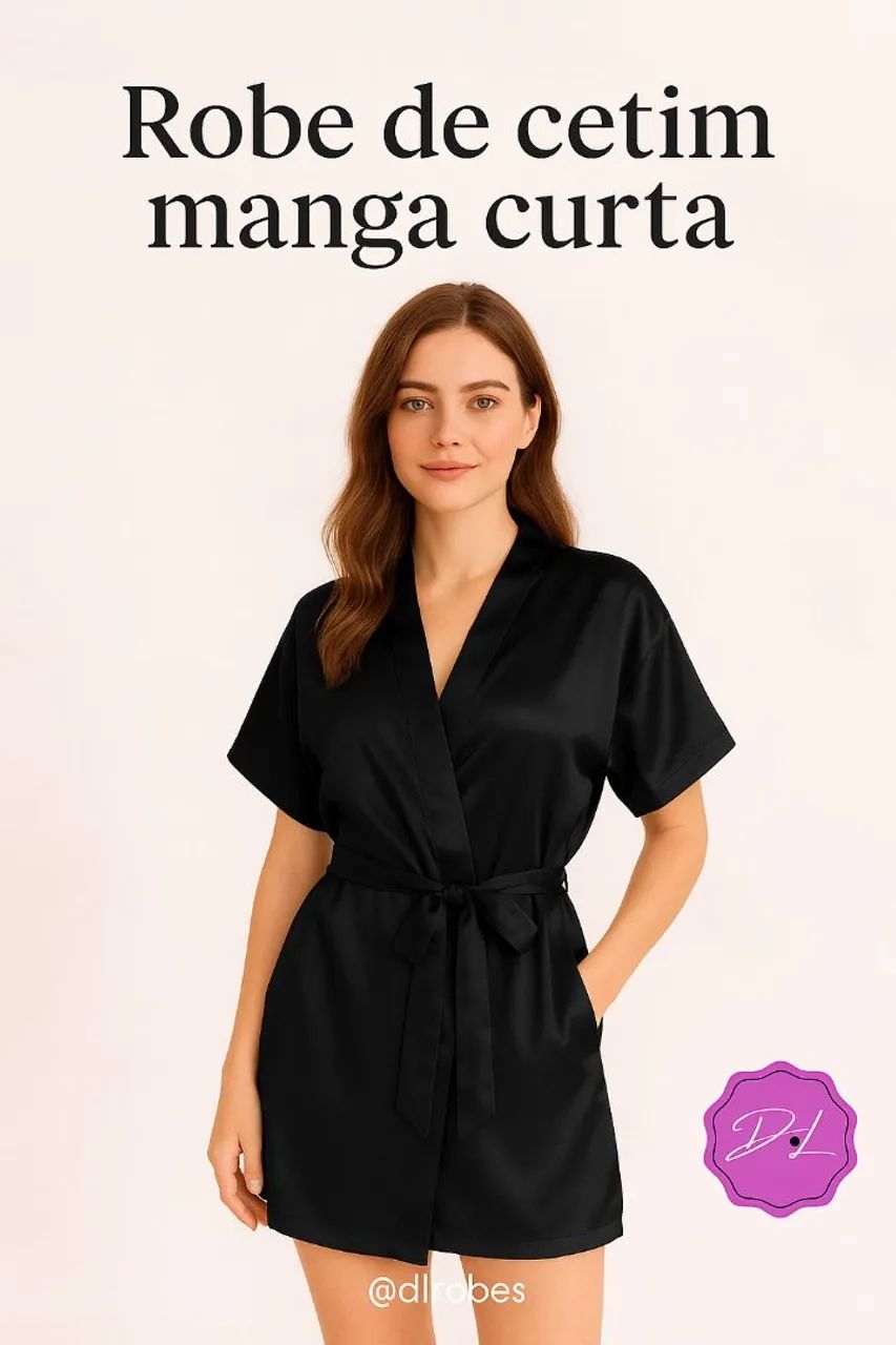 Robe de Cetim Manga Curta - Foto 3