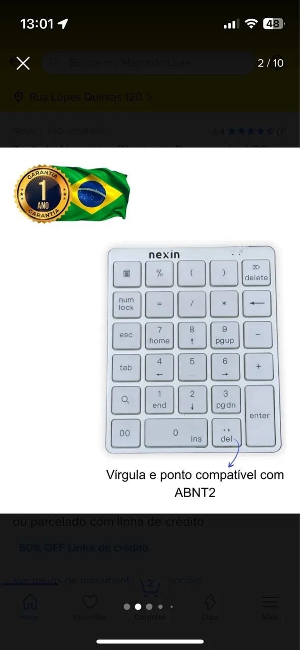 Teclado Numérico Bluetooth Recarregável 28 Teclas Macbook  - Foto 2