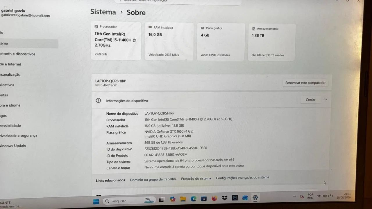 Vende-se notebook Acer nitro 5 - Foto 3
