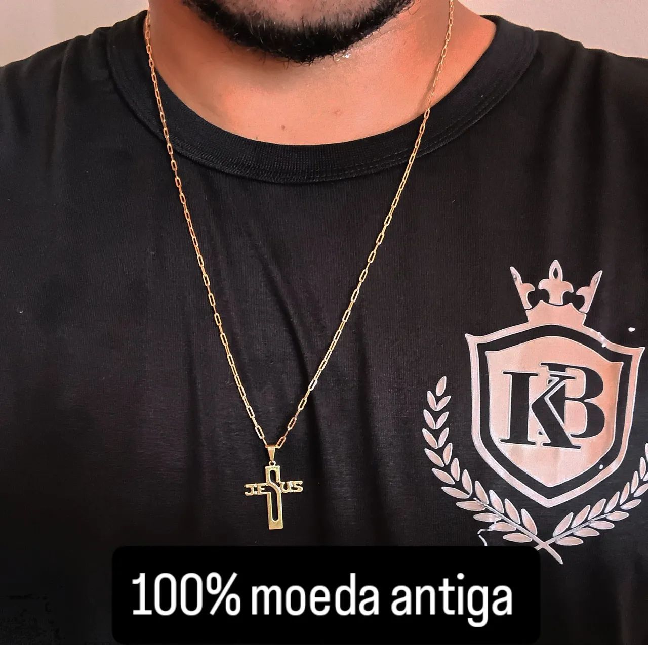 Corrente com pingente 100% moeda antiga 