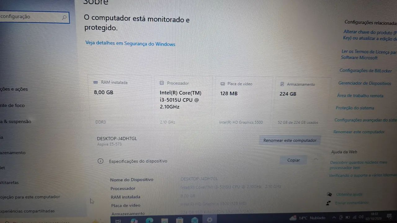 Notebook Acer Aspire E15 i3 8GB 256GB 15 Windows - Foto 3