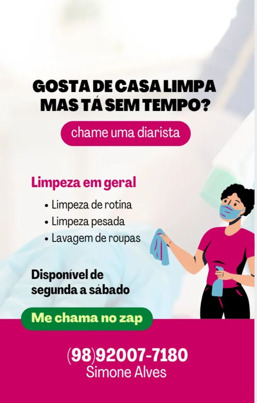 Faxinas em geral/ Serviço meio expediente 
