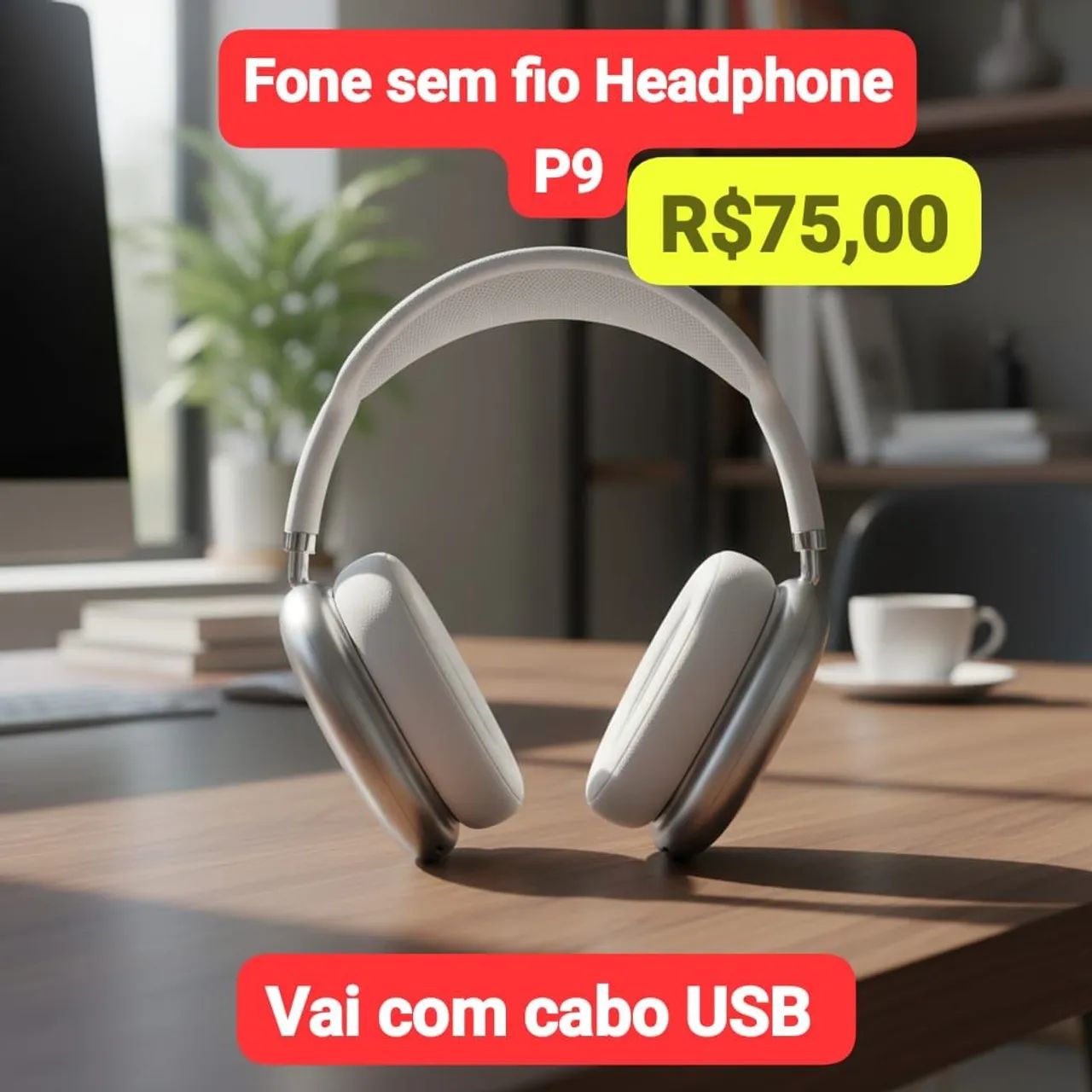 Headphone pro P9 - cor branco na caixa