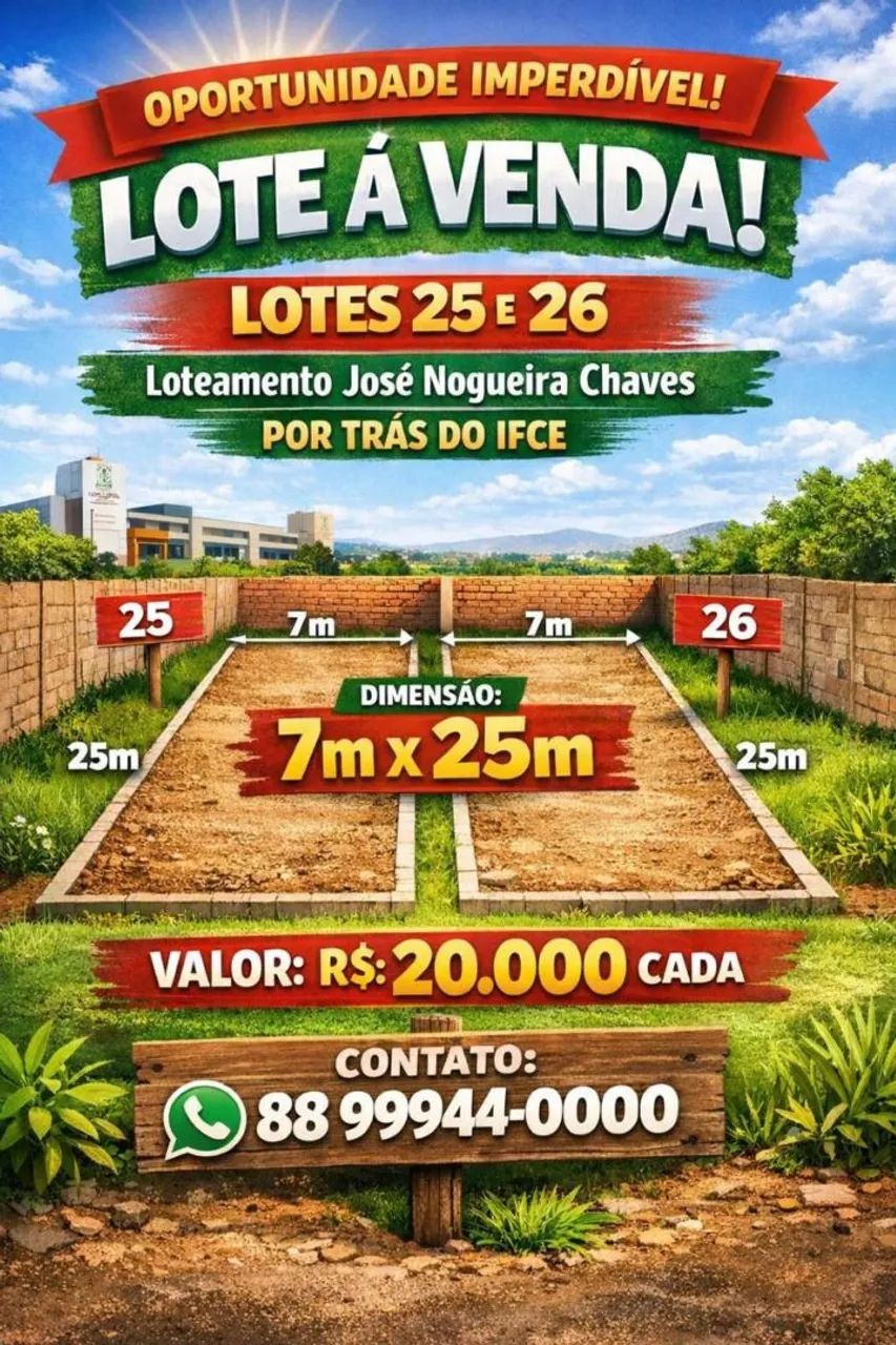 LOTES A VENDA EM TABULEIRO DO NORTE 