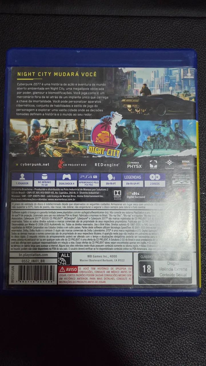 CyberPunk 2077 midia fisica de ps4 novo com 2 discos  - Foto 2